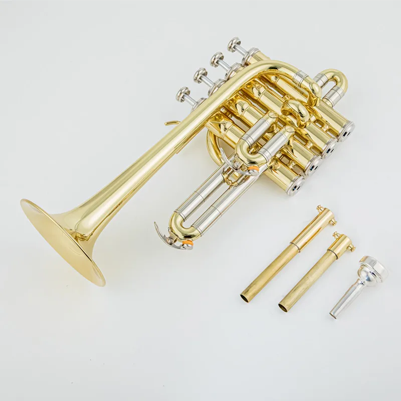 Professional High trumpet Bb Piccolo Trumpet Brass Gold Silver Lacquer Surface Trumpet High Quality Monel Piston