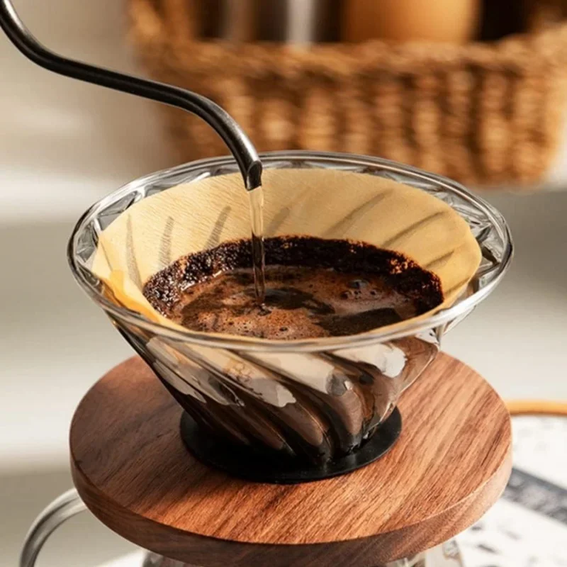 Disposable Cone Paper Coffee Filter V-Shaped Handmade Coffee Filters Natural Odorless Unbleached Filter Easy to Store and Carry
