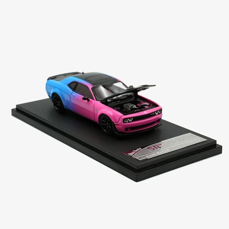 SH 재고 있음 1:64 챌린저 SRT 헬캣 오픈 후드 다이캐스트 디오라마 자동차 모형 장난감 스탠스 헌터