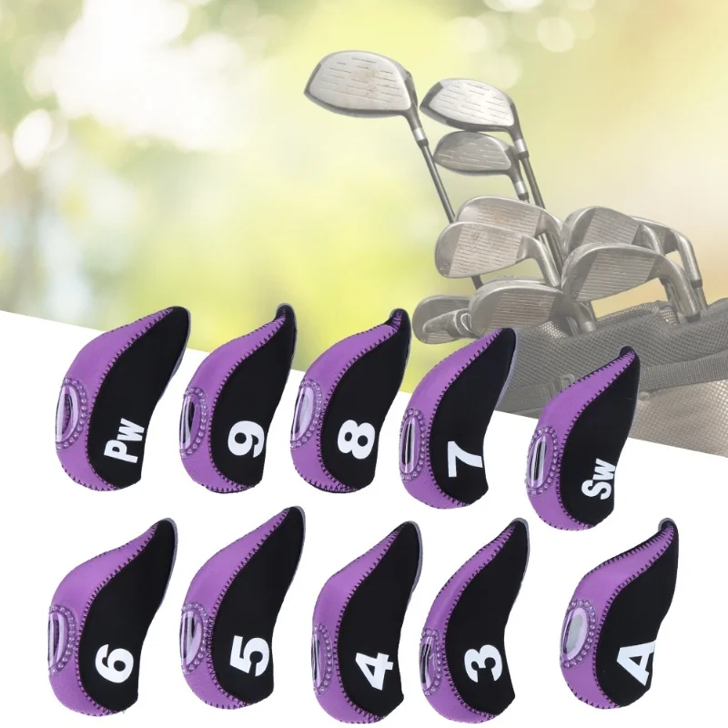 

10PCS Neoprene Black Purple Number Convenient Universal Soft Golf Putter Cover Iron Club Headcover Accessory During Outdoor