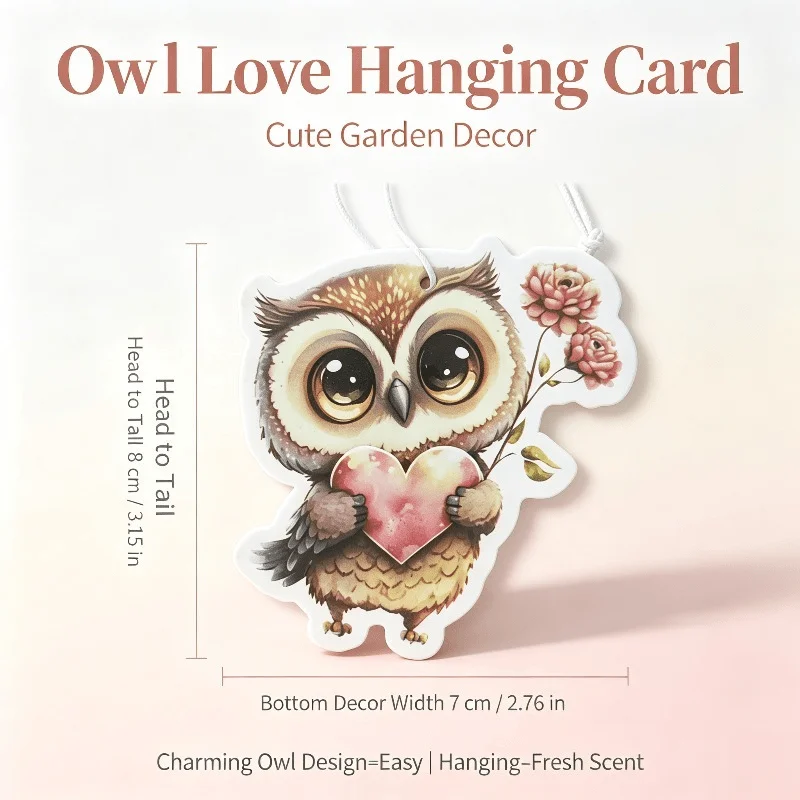 Car Air Freshener Cute Heart Holding Owl Hanging Scent Card for Car Interior Decor Rearview Mirror Ornament Gift
