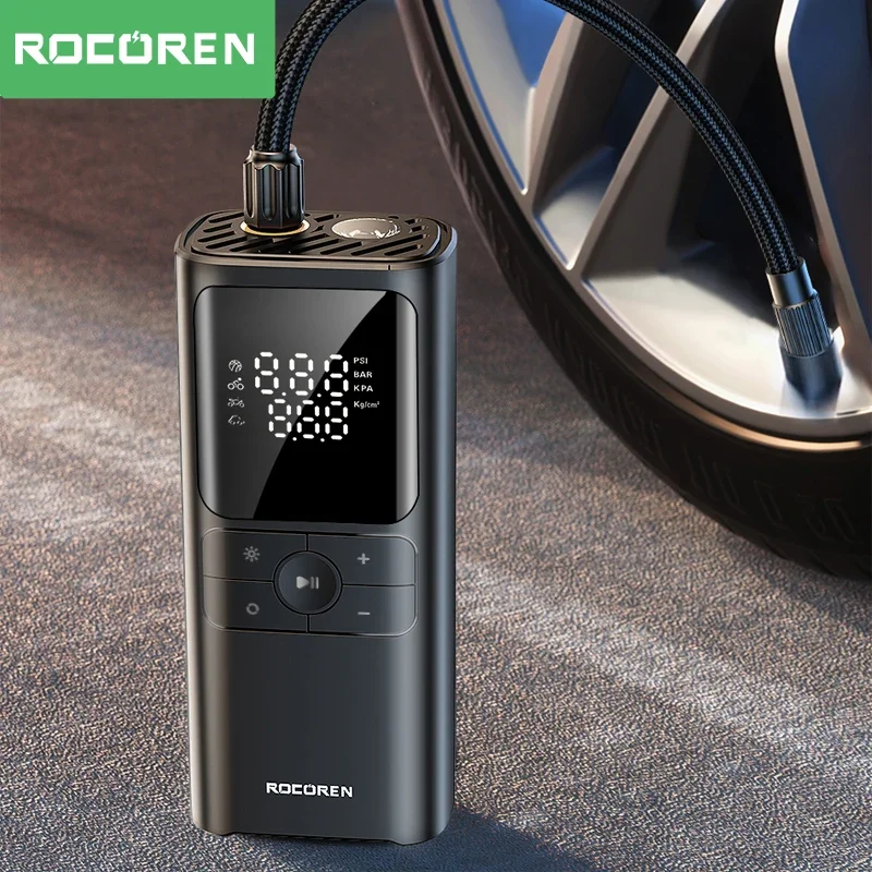 

Rocoren Wireless Car Inflatable Air Pump Electric Tyre Portable Compressor High Pressure Inflator For Car Balls Motorcycle Tire