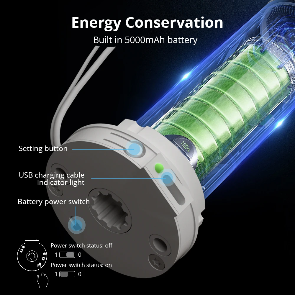 Zemismart Matter Thread Rechargeable Roller Shade Motor Electric Matter Smart Devices Curtain Motor Google Home Smarthing App