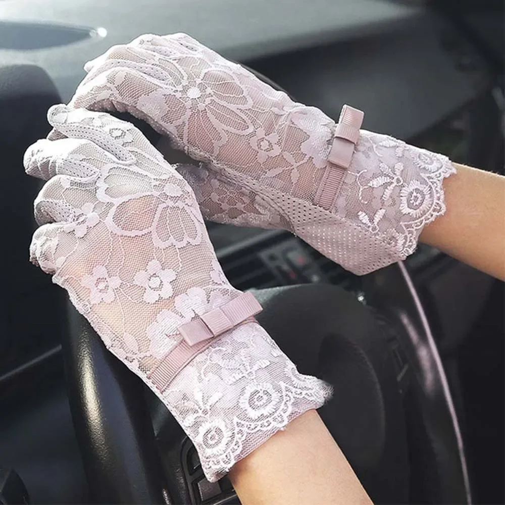 Fashion Women Gloves Ladies Elegant Floral Lace Party Dance Gloves Summer Sun Protection Breathable Driving Gloves Sexy Mitten