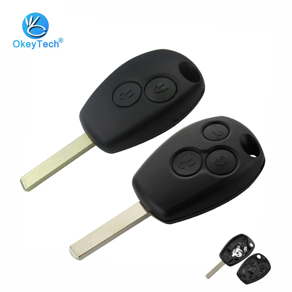 OkeyTech 2/3 Button Uncut Blank Blade Replacement Car Key Cover Case Fob for Renault Dacia Modus Clio 3 Twingo Kangoo Key Shell