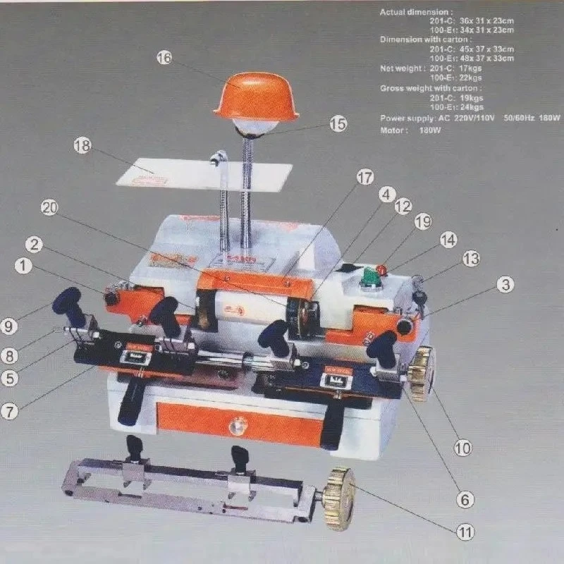 220v/50hz Multi Fuctional Chucking 100-E1 Key Duplicating Machine Key Cutting Machine Locksmith Tools 1pc Convenient
