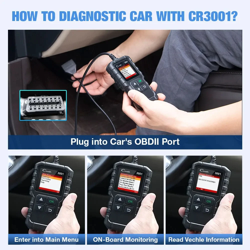 LAUNCH X431 Creader 3001 Auto OBD2 Scanner Motor-Batterietest Fehlercode-Lesegerät OBDII Diagnose-Tool pk ELM327 ab Baujahr 1996 – Detail 12