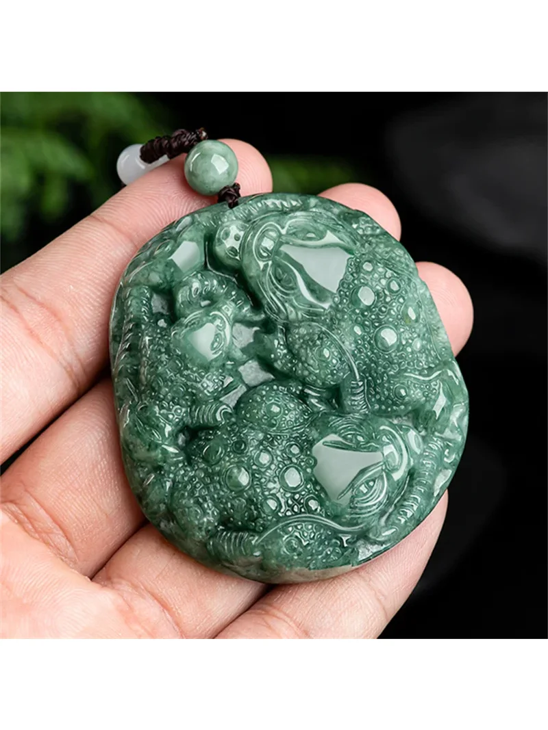 

Hot Selling Natural Hand-carve Jade Lucky Golden Toad Necklace Pendant Fashion Jewelry Accessories Men Women Luck Gifts