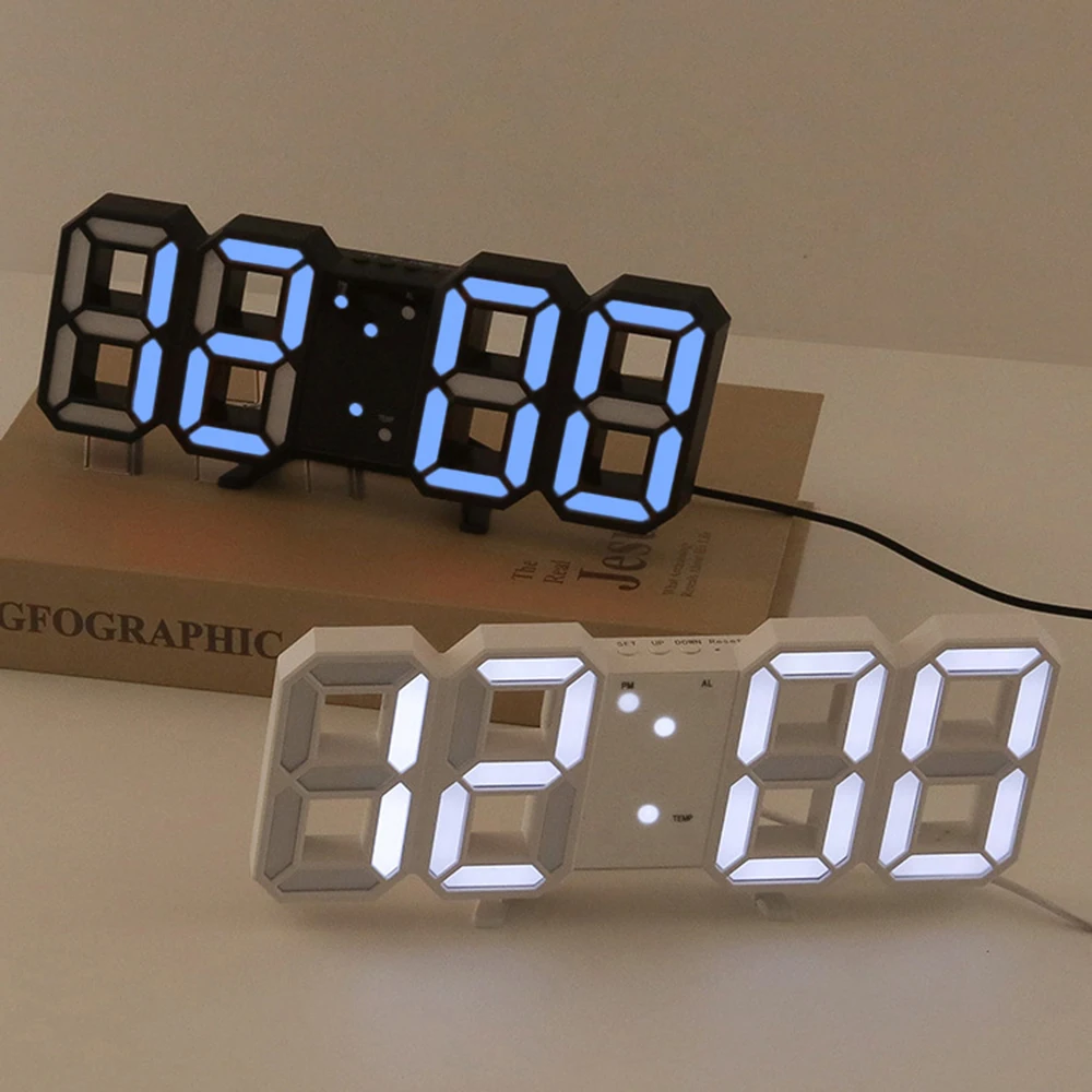 1PC 3d Digital Clock Creative Gift Multi-Functional Electronic Clock For Students With Large Screen Wall Mounted Clock