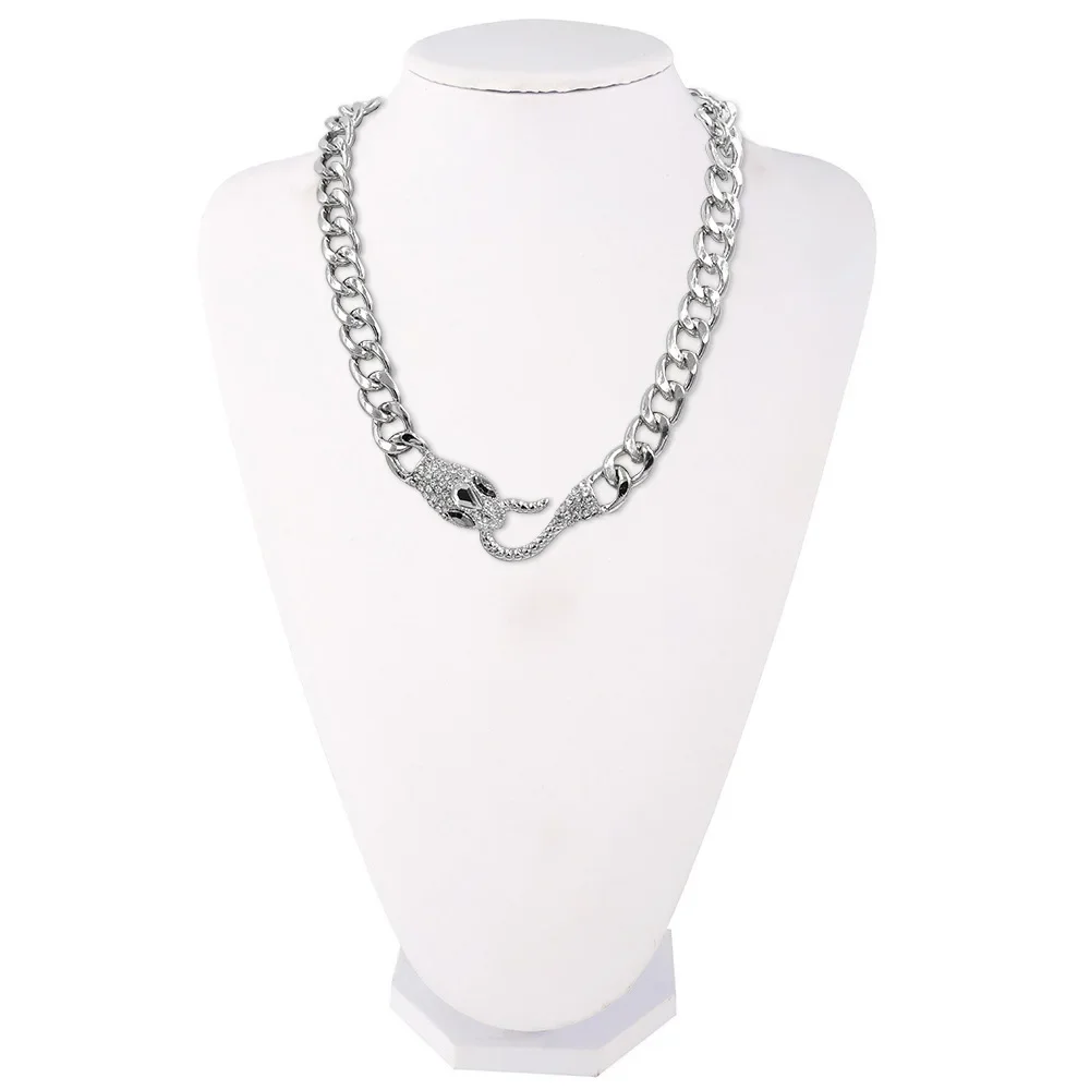 Hip Hop Rock Black Cuban Chain Medusa Snake Necklace Women Trendy Snake Bite Tail Creative Party Necklace Jewellery Accessories