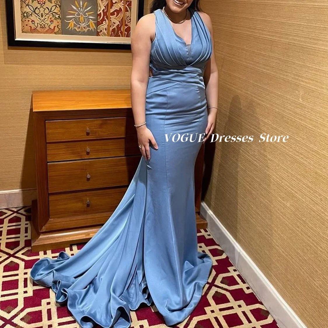 

Sexy V Neck Evening Dresses with Tail 2025 Elegant Backless Mermaid Prom Party Dresses Formal Dress فساتين سهرة Customized