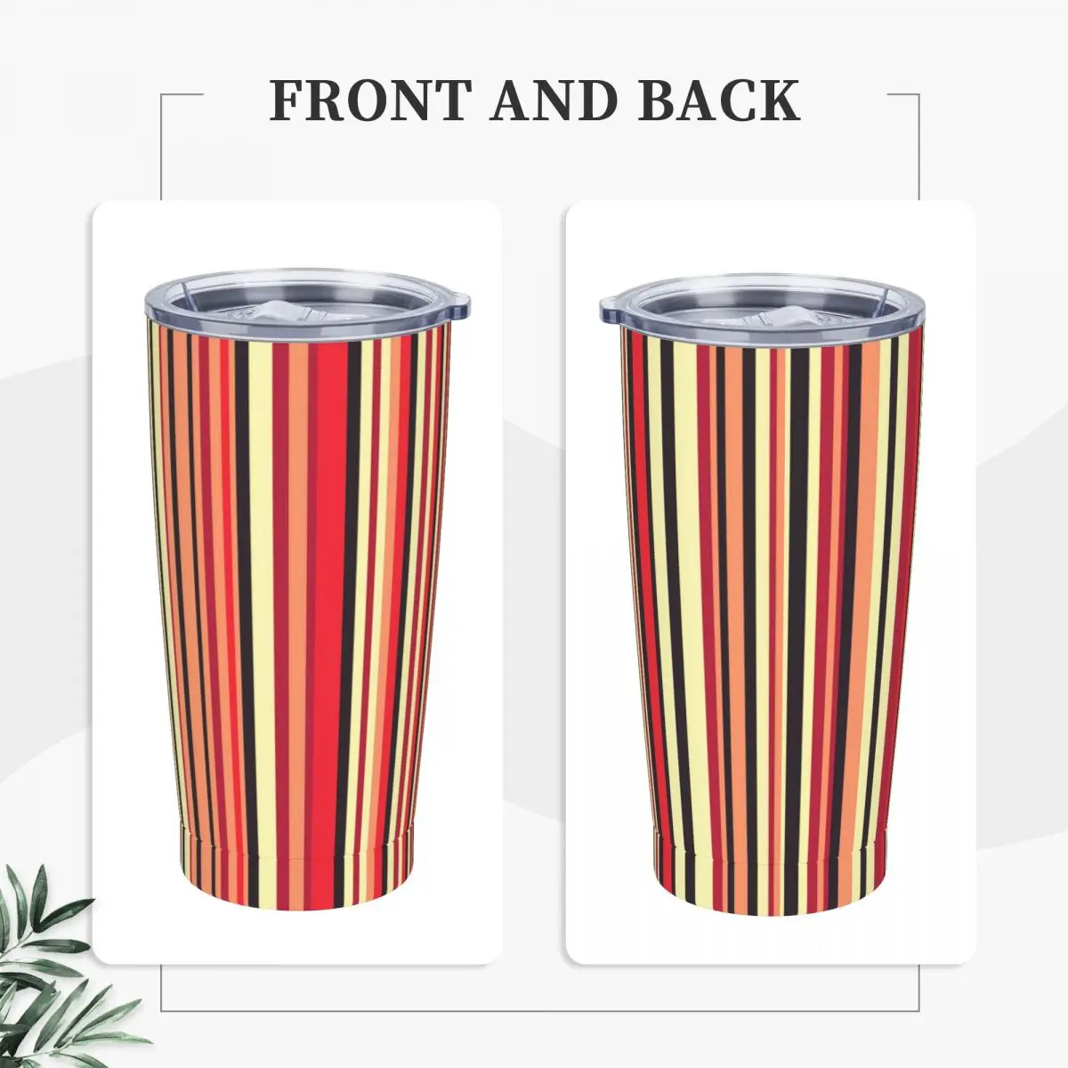 Stainless Steel Tumbler Yellow Red Black Striped Car Mugs Abstract Art Beach Cold Drink Water Bottle Keep Heat 20oz Coffee Mug