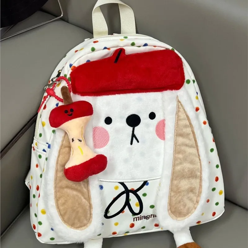 

Милый милый рюкзак с рисунком щенка для девочек, плюшевый лоскутный рюкзак большой емкости, студенческая школьная сумка, женский повседневный повседневный рюкзак