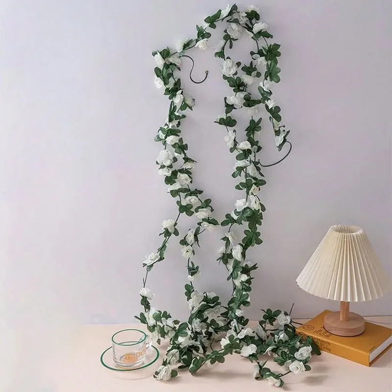 1PC 7.5FT Flower Garland, white rose vine suitable for wedding arch decoration, party decoration