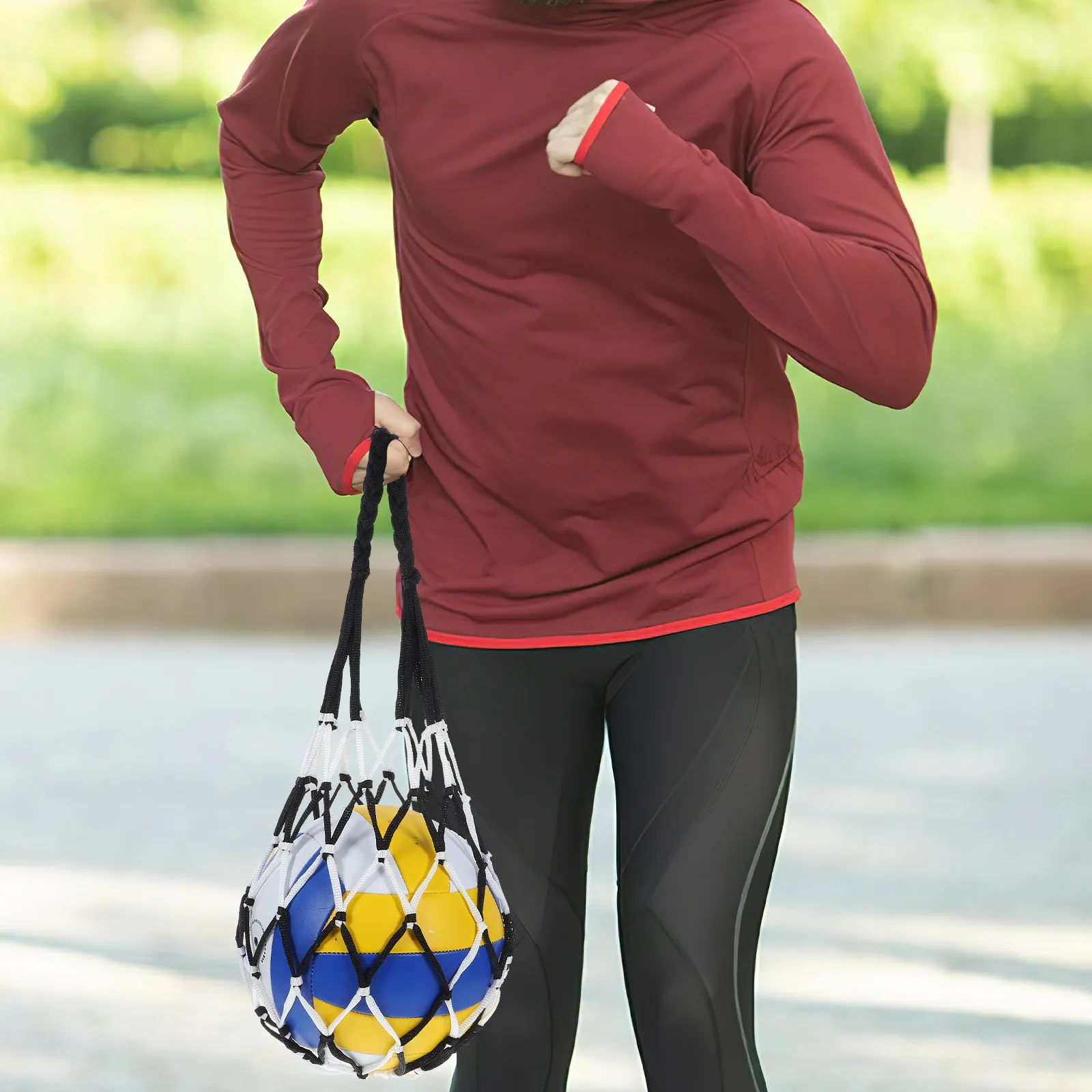 2Pcs Sports Balls Mesh Bag Nylon Braided Basketball Net Bag for Gym Workout Facility Beach Home Use Convenient Carry Organizer