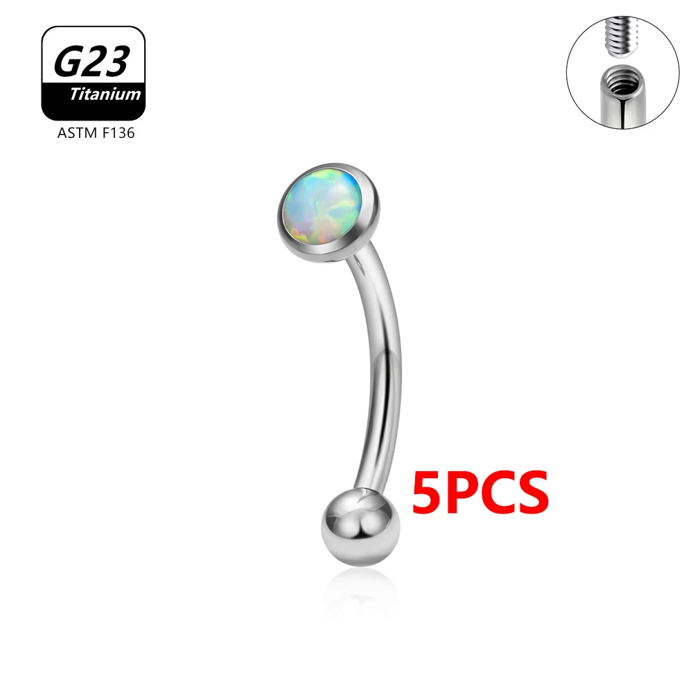 1/5PCS ASTM F136 Titanium Internal Thread Curved Barbell G23 Titanium CZ Spike Eyebrow Piercing Jewelry Wholesale Bulk view 5