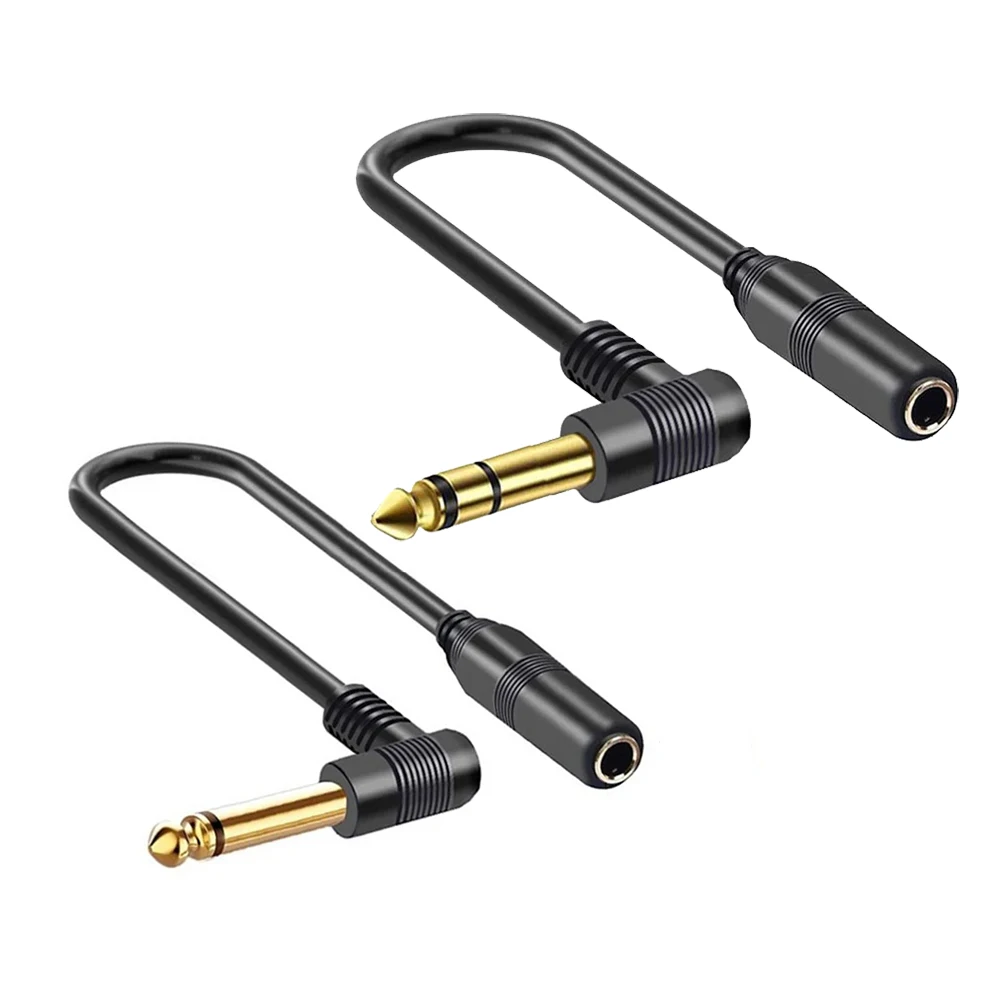 Right Angle 6.35mm 1/4 Inch TS Mono Jack TRS Stereo Instrument Cable Male to Female Extension Audio Cord for Guitar Bass Mixer