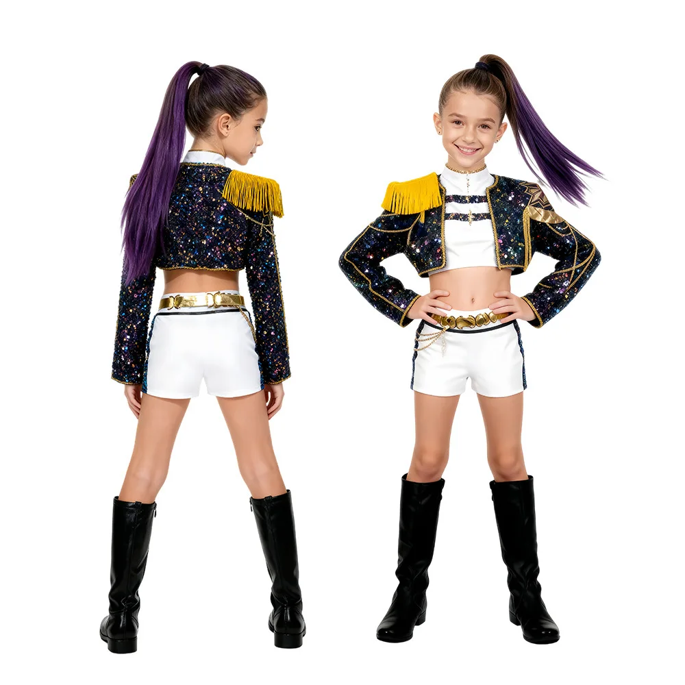 Kostum Cosplay Kpop Demon Hunter Girls Lumi Mira Zoe Set Lengkap Seragam Pesta Halloween Grup Gadis K-POP Pakaian Pertunjukan Panggung