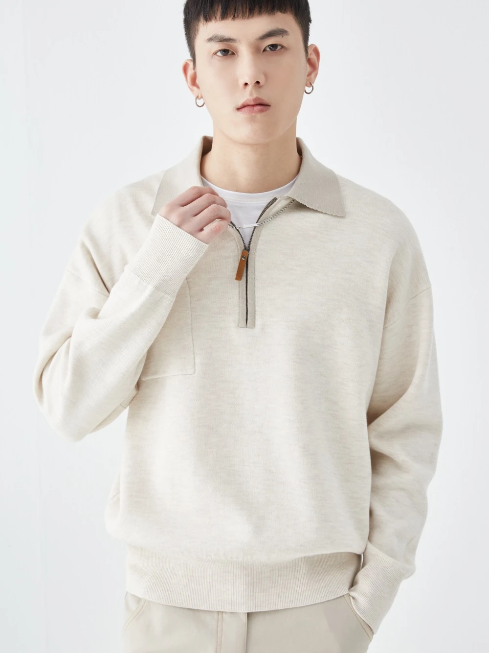 

Мужской вязаный свитер с цветными блоками, воротником и длинными рукавами, осенний, модный, повседневный, высокого качества