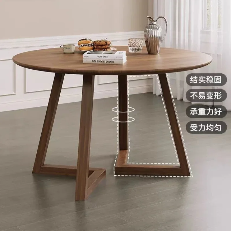 Table ronde nordique de luxe légère en bois massif, table à manger simple et moderne pour petit appartement