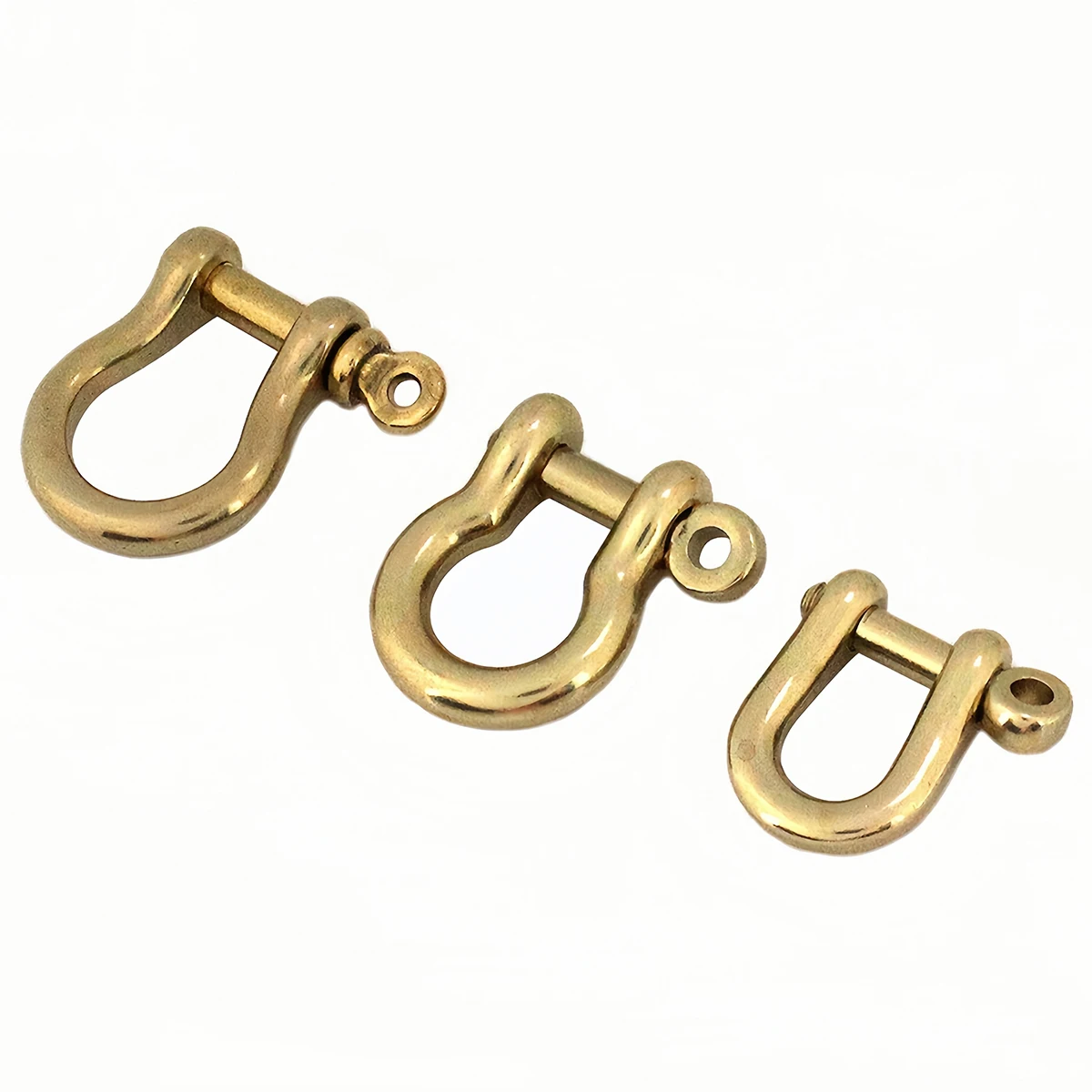 Massiver Messingkarabiner D-Bogen-Schäkel Schlüsselring Schlüsselanhänger Haken Schraubverbinder Schnalle Schlüsselkette Schmuckzubehör – Detail 3