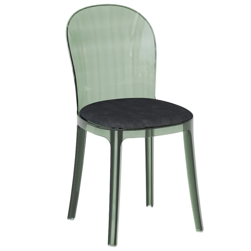 

Transparent bright chair simple, acrylic crystal dining chair home Internet celebrity makeup stool backrest