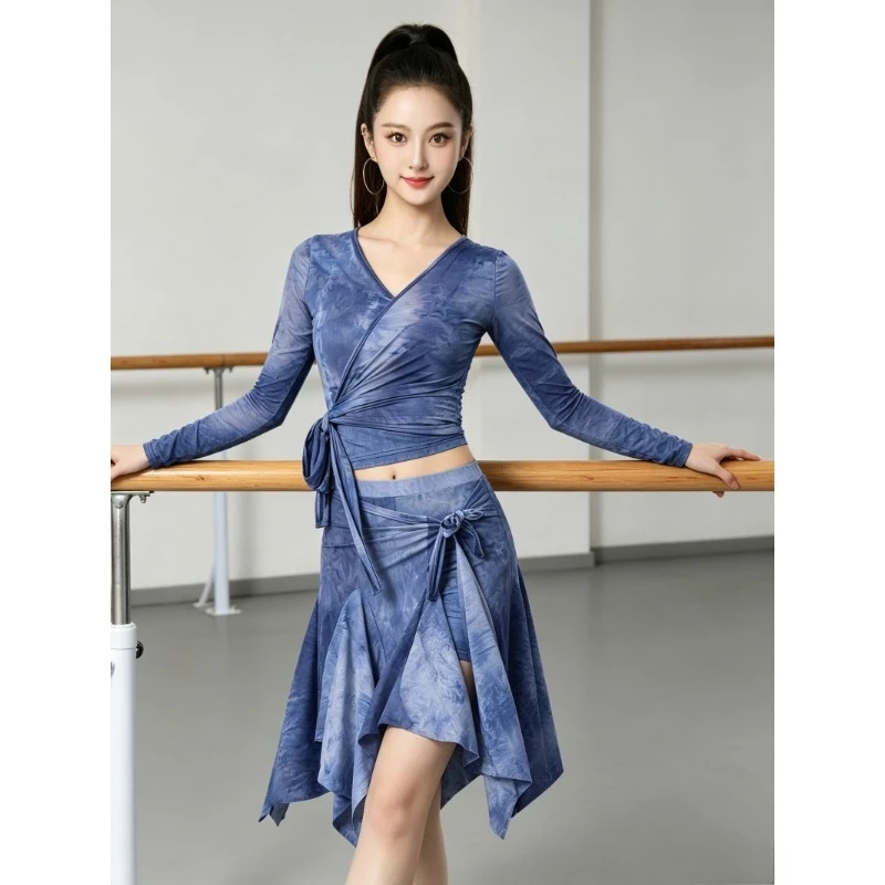 

Women Latin Dance V Neck Top Adult Solid Dance Blouse Modern Ballroom Standard Dance Costume Professional Performance Dancewear