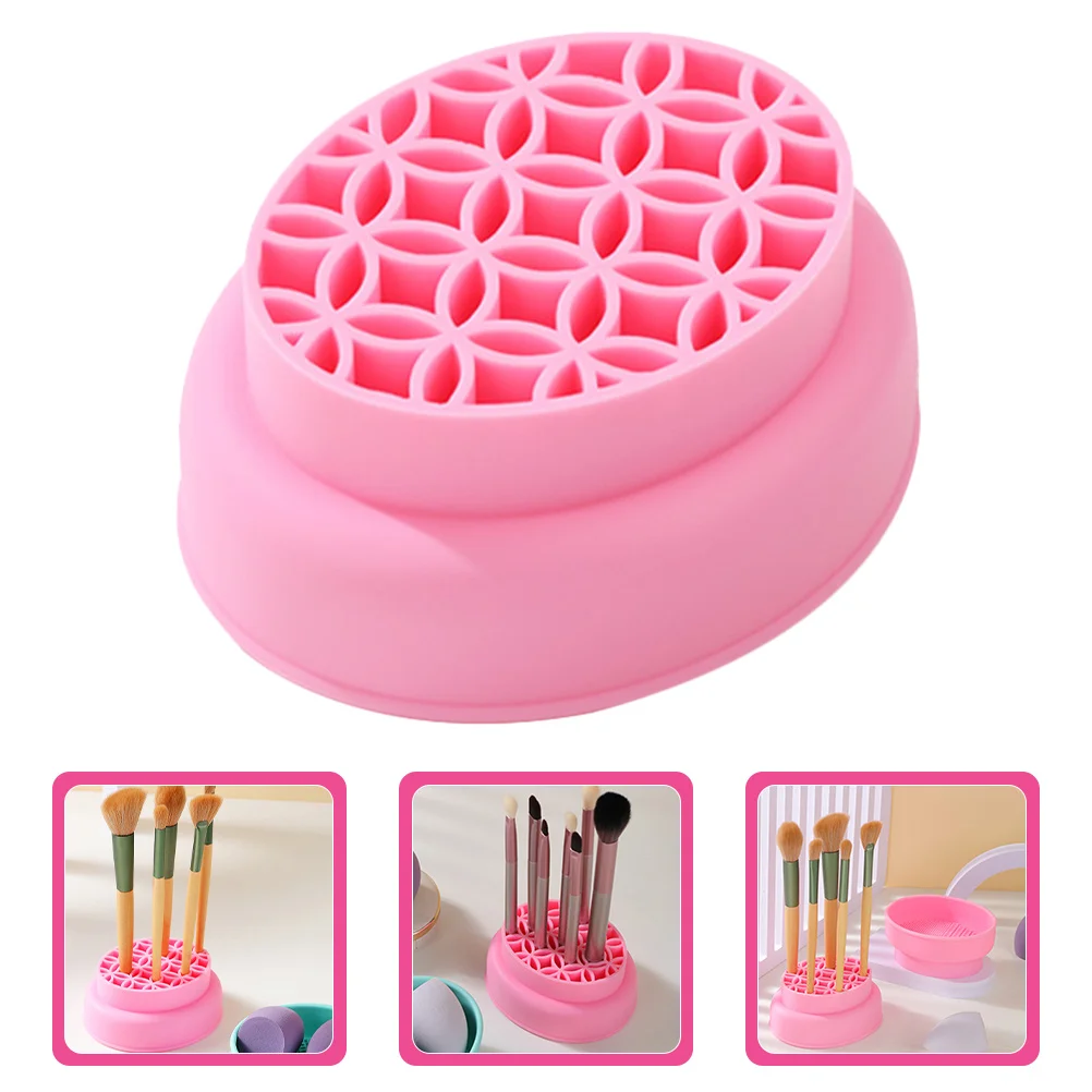 Tigela de limpeza de pincel de maquiagem, suporte de secagem de silicone para fácil limpeza e organização, estilo feminino brincalhão, lavagem de pincel de maquiagem