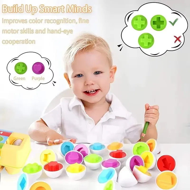 Montessori Smart Ei Sensorischen Spielzeug Baby Entwicklung Spiele Passenden Puzzle Eier Form Sorter Pädagogisches Spielzeug Für Kinder 2, 3, 4 Y