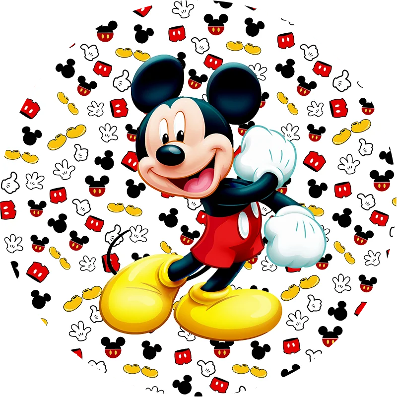 Mickey Mouse Round Backdrop 1st Boy Birthday Party Backdrop Disney Round Cylinder Cover Decorations Photo Studio Prop