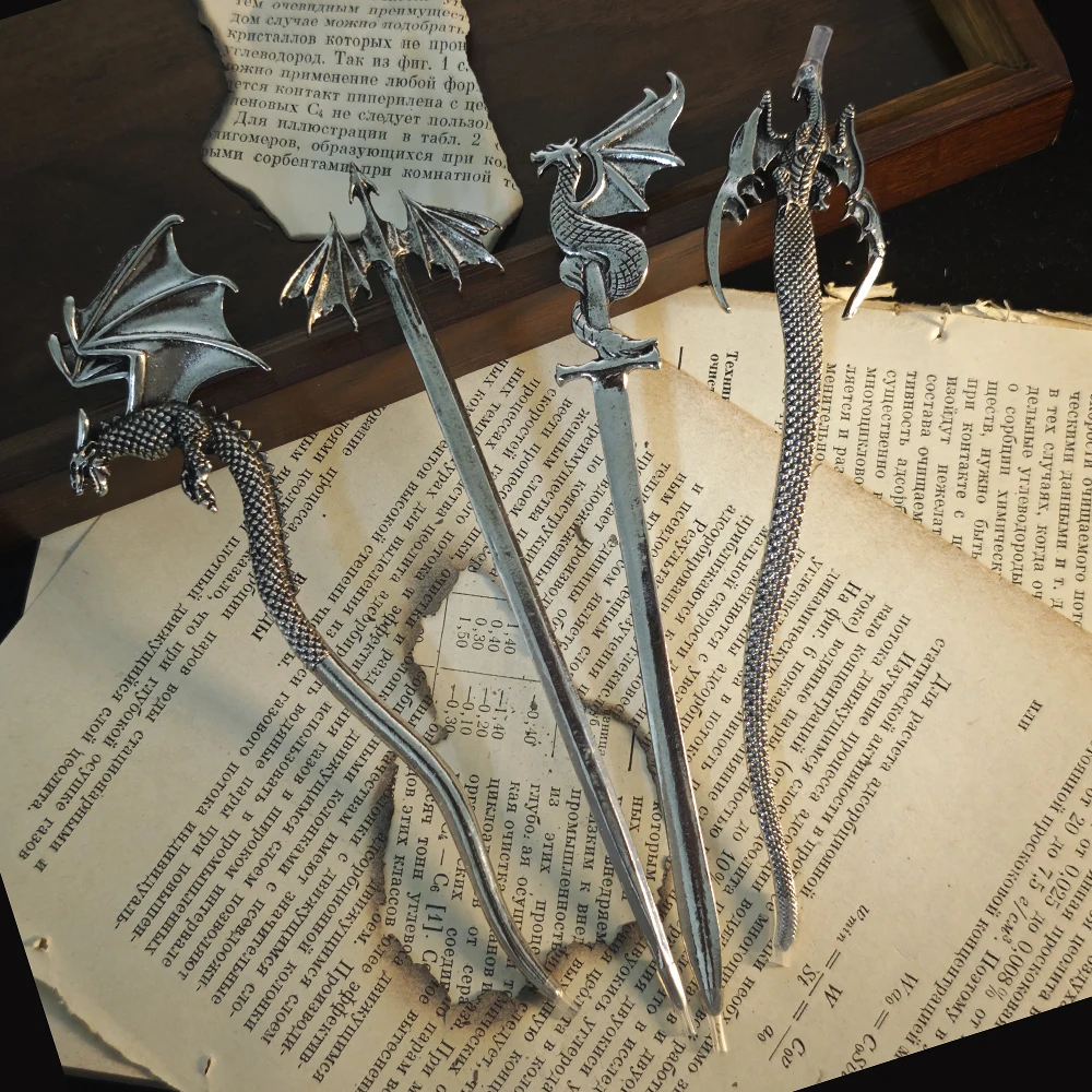 Gothic Style Metal Dragon Hairpin with Multiple Shapes Three-dimensional Pterosaur Elements Retro Punk Style Hair Accessories