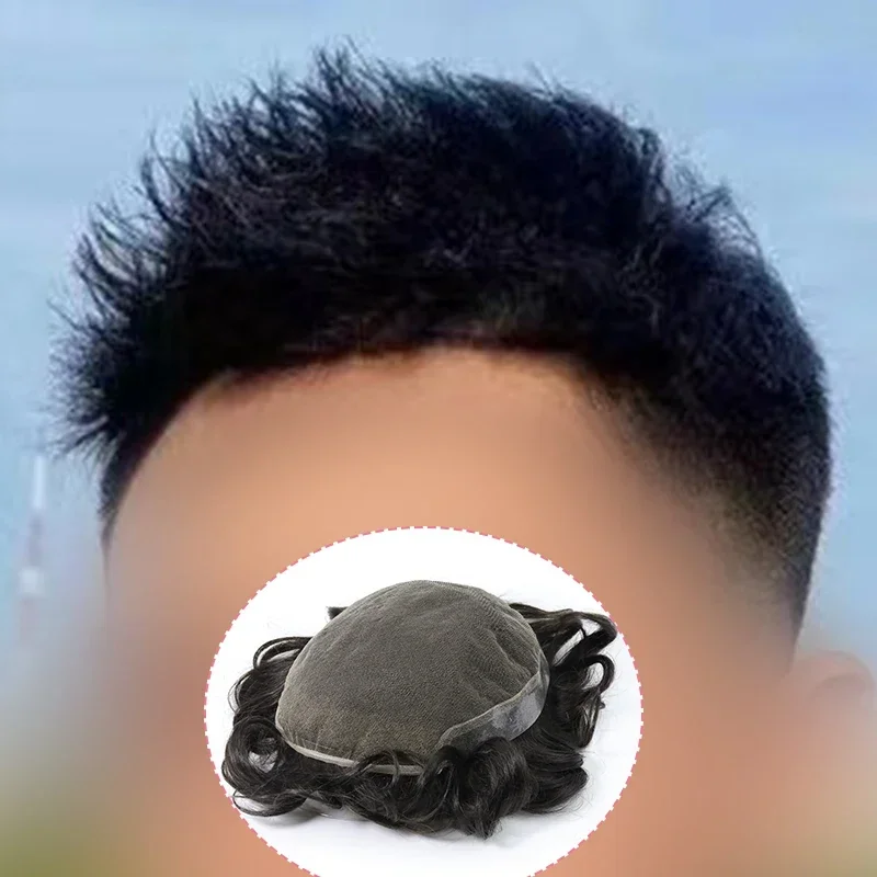 

2025/Curly Style Fine Mono Lace Base Male Natural Indian Virgin Remy Human Hair Curly Men Toupee With Quick Delivery