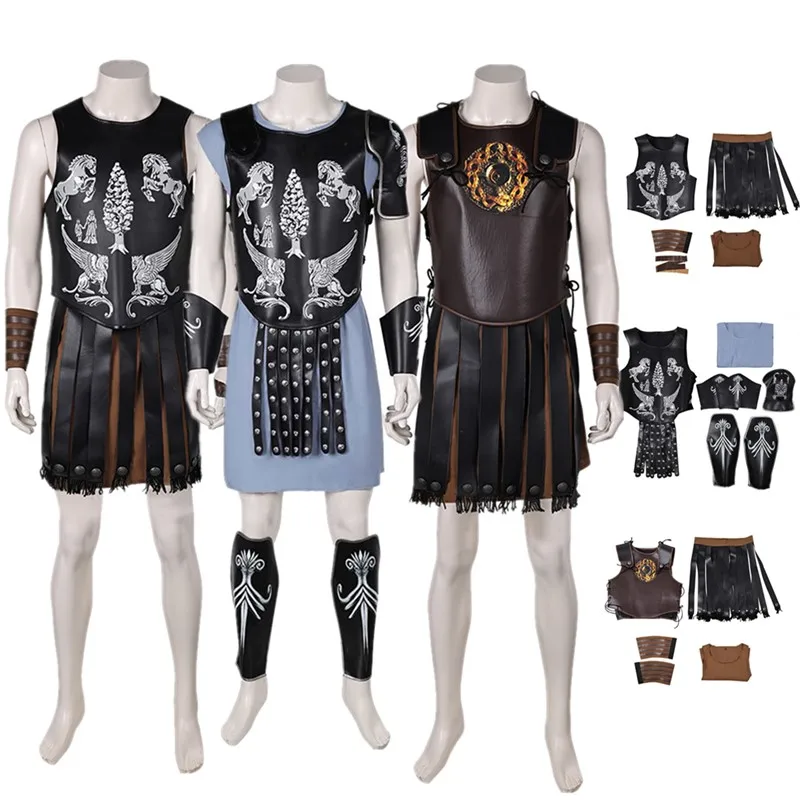 Gladiatore Travestimento Lucius Cosplay Macrinus Costume Uomini adulti Armatura medievale Gilet da battaglia Abiti Vestito da festa di carnevale di Halloween