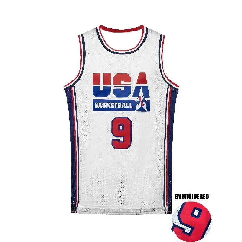 Camiseta de Baloncesto del Equipo de Sueño de EE. UU., de Secado Rápido, Malla Transpirable, para Hombre, Número 7 9, Retro, para Entrenamiento, Deporte de Verano, Sin Mangas