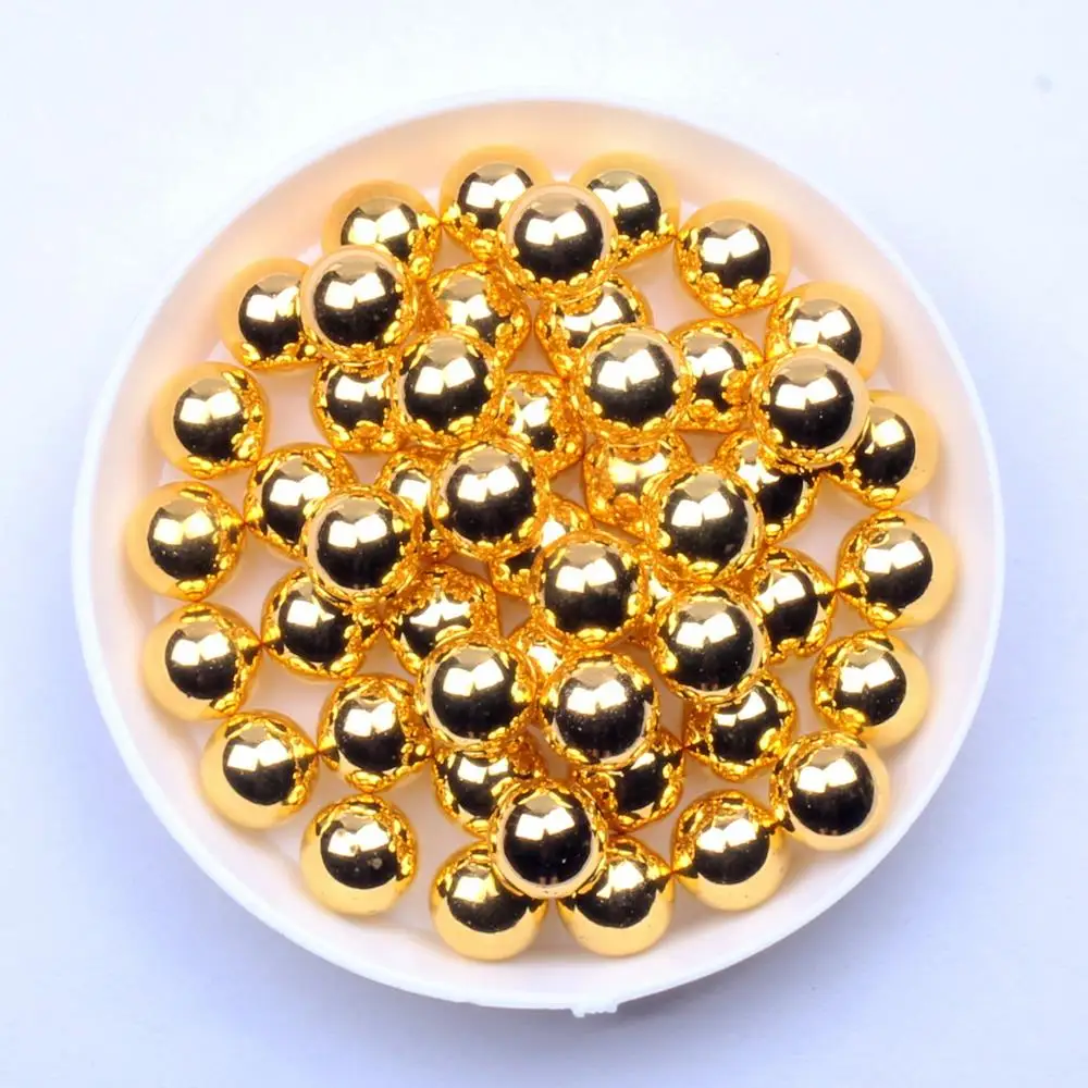 

Metallic Gold Color Round Beads 4mm 5mm 6mm 7mm 8mm 10mm No Hole Imitation Reisn Pearls DIY Crafts Jewelry Decoration