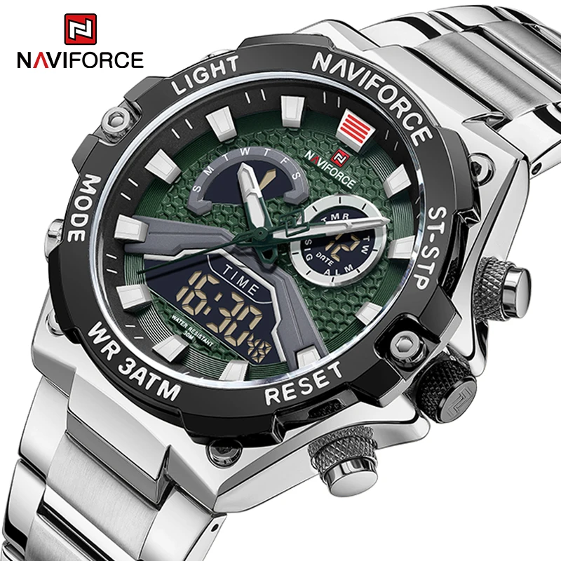 

2023 New Design NAVIFORCE 30m Water Resistant Business Quartz Watch for Man Top Brand Men's LCD Display Chronograph Wristwatches