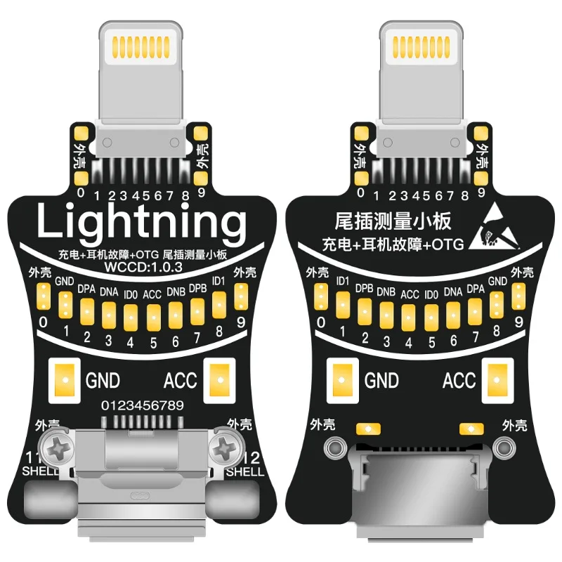 

Тестер хвостовой пробки WL Lightning-iP/Type-C для быстрого обнаружения неисправностей, проверка электронных материнских плат, тестер катушек, ремонт