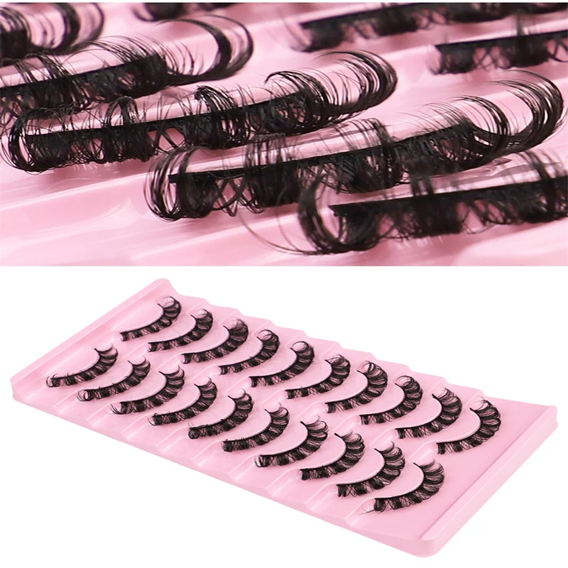 10 pairs/Tray Russian roll Combined line not fallapart and easy to clip multi-texture full strip eyelash with Personalized