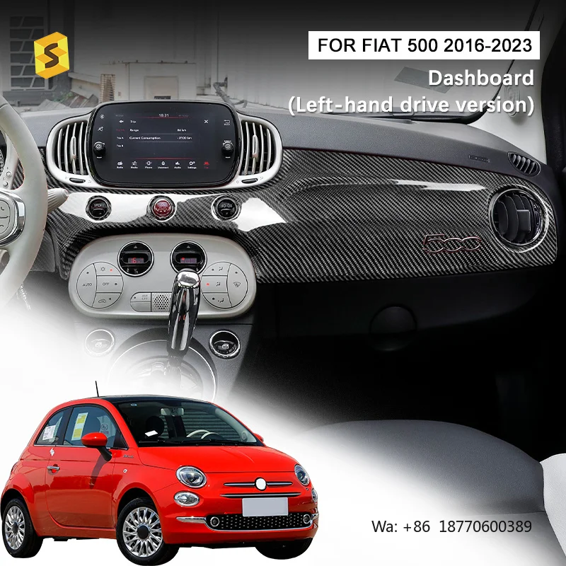

Shasha Dry Carbon Fiber Dashboard Interior Parts Interior Accessories for 2016-2023 Fiat 500