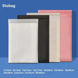 StoBag 50pcs Color Matte Frosted CPE Ziplock Bags Small Large Self-sealing Clothes Packaging Storage Plastic Reusable Pouches