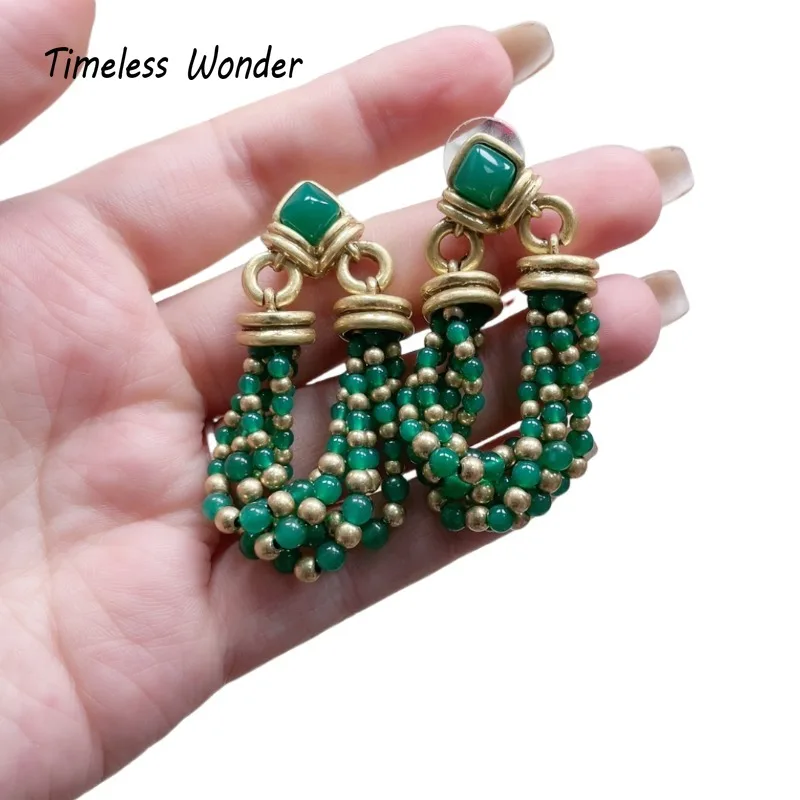 

Timeless Wonder Fancy Geo Stone Beaded Stud Earrings for Women Designer Jewelry Runway Goth Luxury Rare Sweet Gift Top 5115