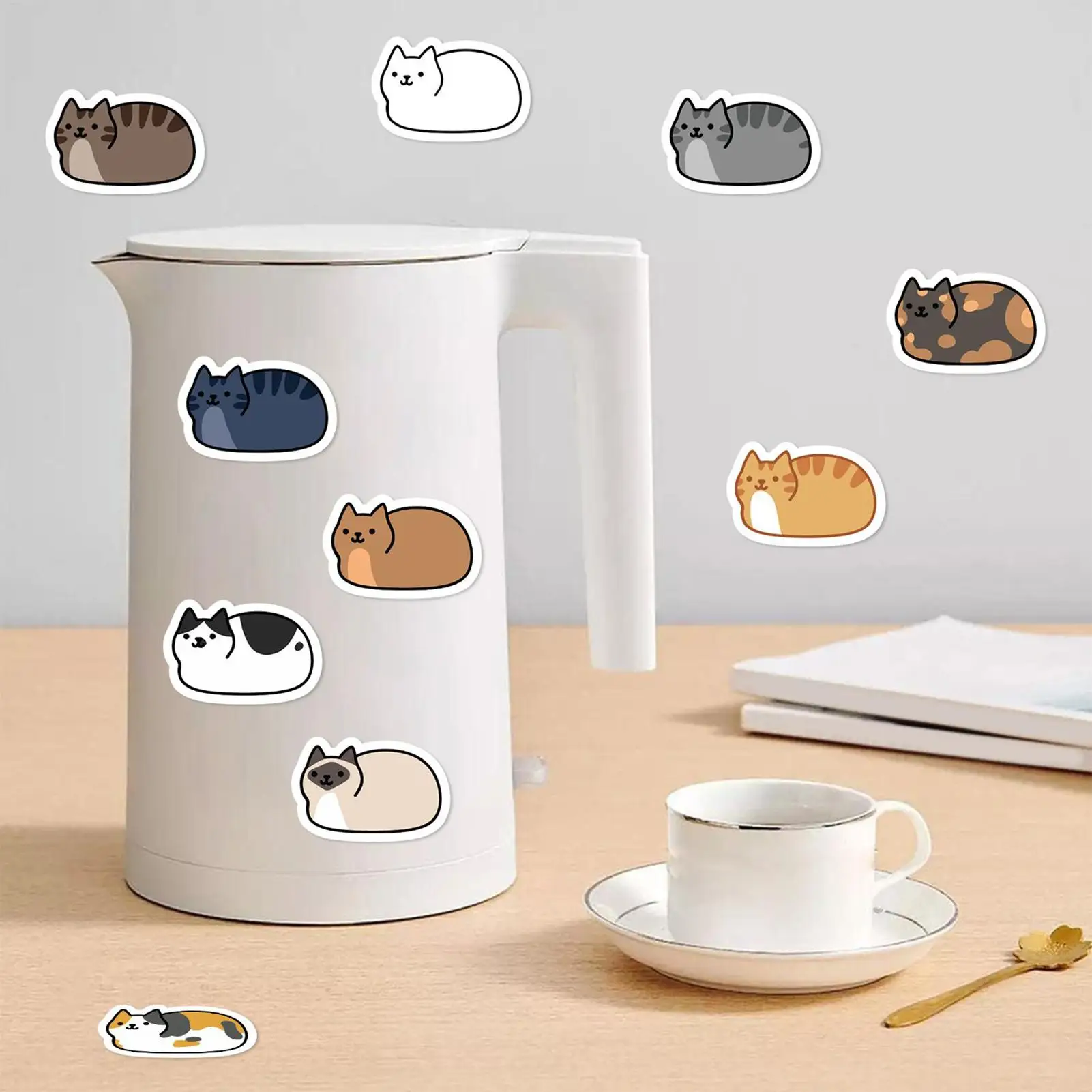 สติกเกอร์แมวสำหรับเด็ก 500 แผ่น/ม้วน สติกเกอร์ตกแต่งซองจดหมาย ซีลตกแต่งสำหรับงานปาร์ตี้โรงเรียน สำนักงาน สมุดภาพ สมุดบันทึก แล็ปท็อป