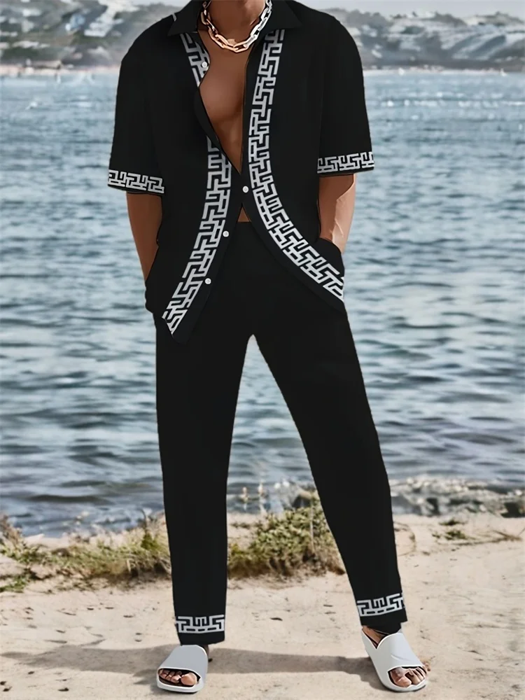 2025 Autumn New Simple And Casual Men's Shirt 2pcs Long Pants Set, Urban Street Casual And Fashionable Men's Shirt And Long Pant