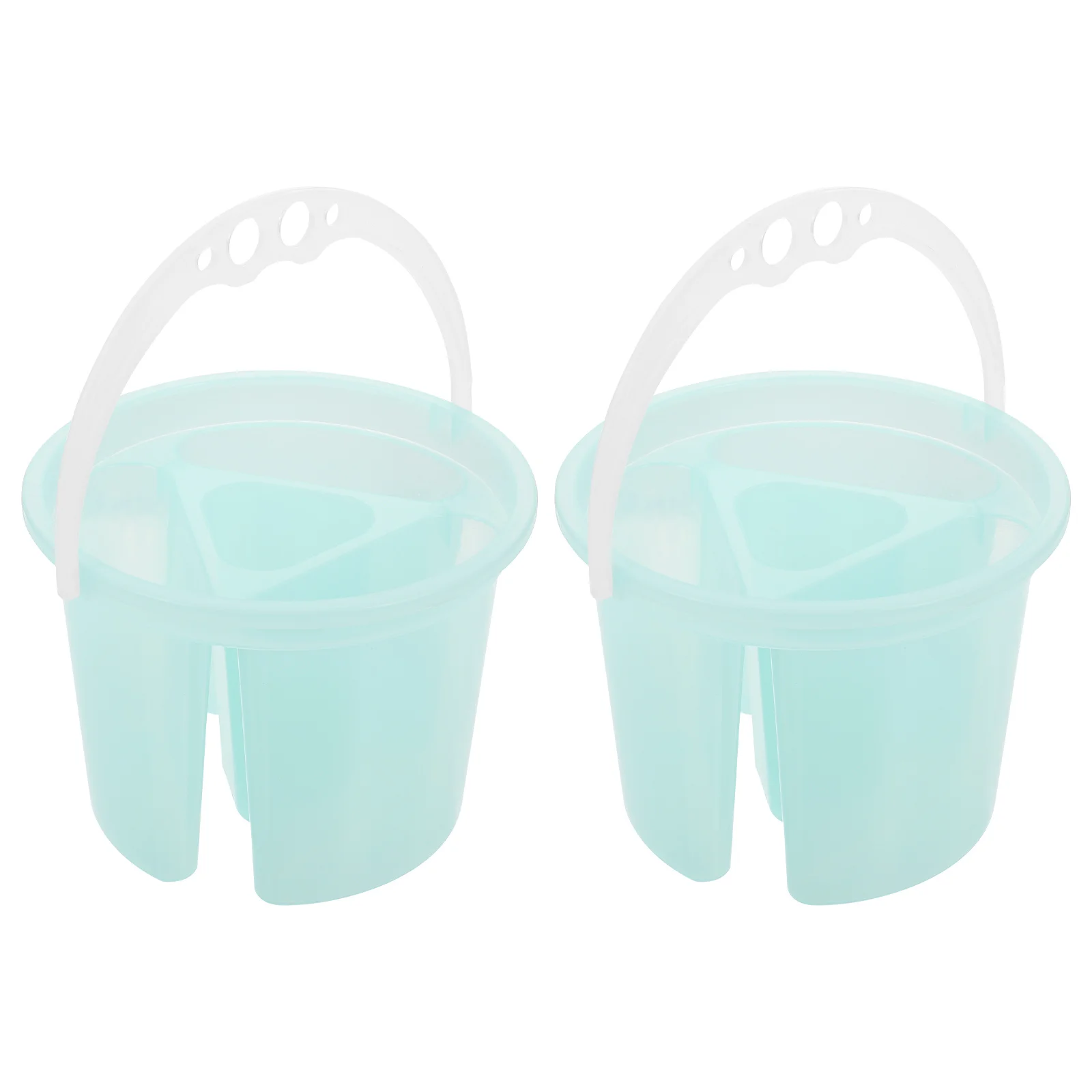 2 pezzi di strumenti artistici in plastica per lavabo con spazzole per miscelare colori e pulire, secchielli per pittura portatili con manico per artisti