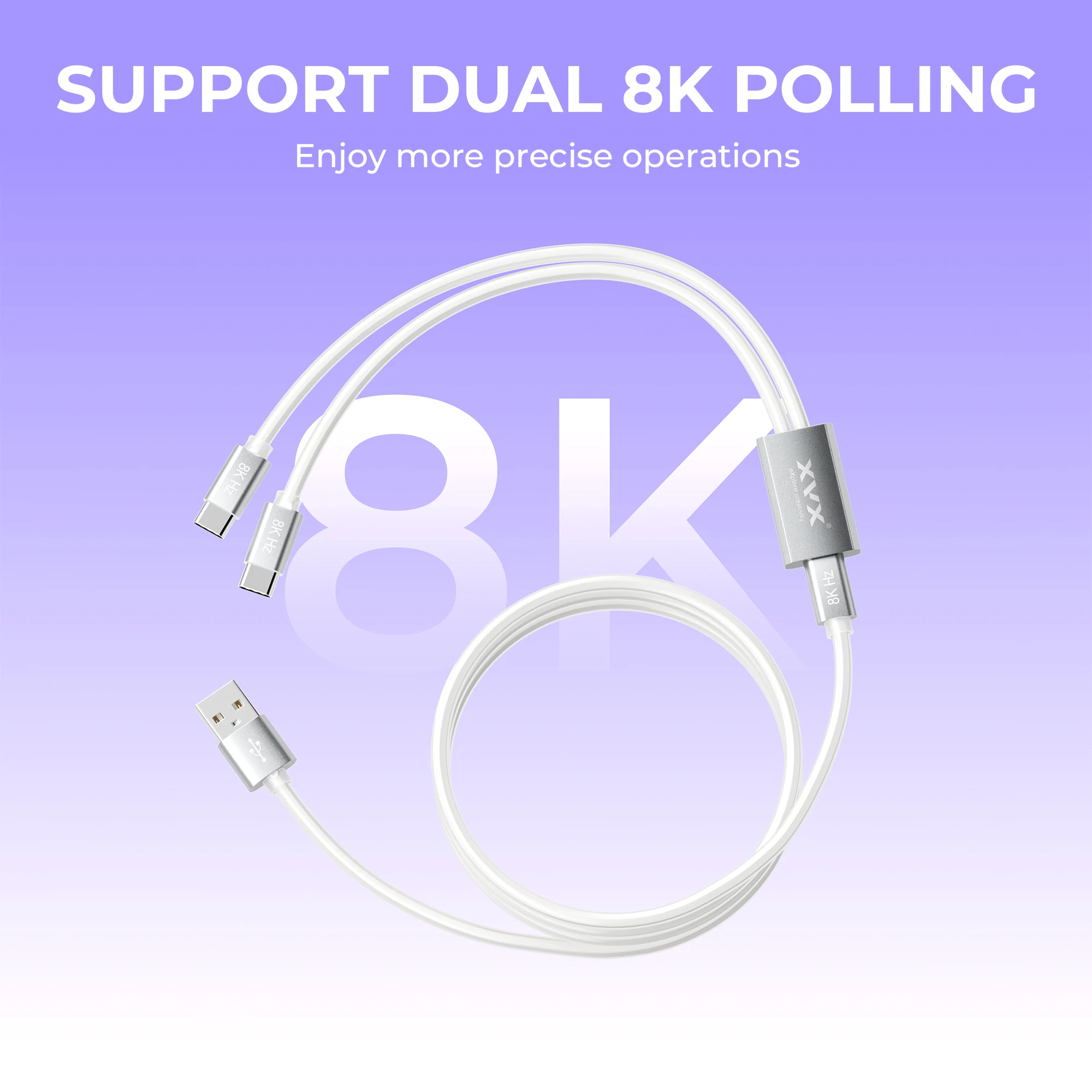 XVX Keyboard Cable 2-in-1 USB C to USB A Cable for Mechanical Gaming Keyboard LED Aviator Cable 1.8M CNC Metal Connector