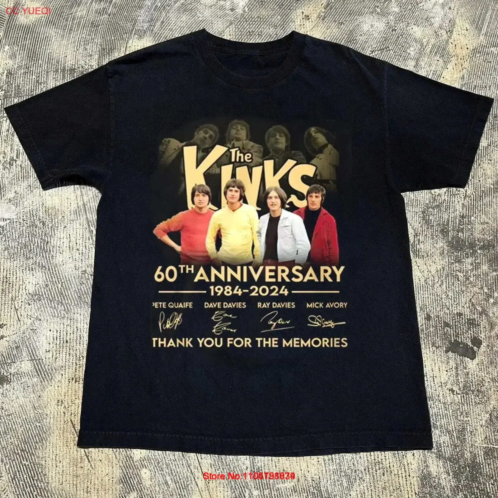 تي شيرت The Kinks للذكرى الستين 1964 2024 شكرًا لك على الذكريات OB205 عتيق مغسول أنيق أوم قليلاً