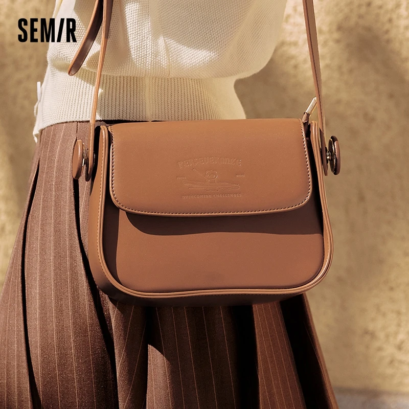 Semir Bag Saddle Bag Women Simple Solid Color Temperament Single Shoulder Crossbody Bag Cute Casual Commuter Bag