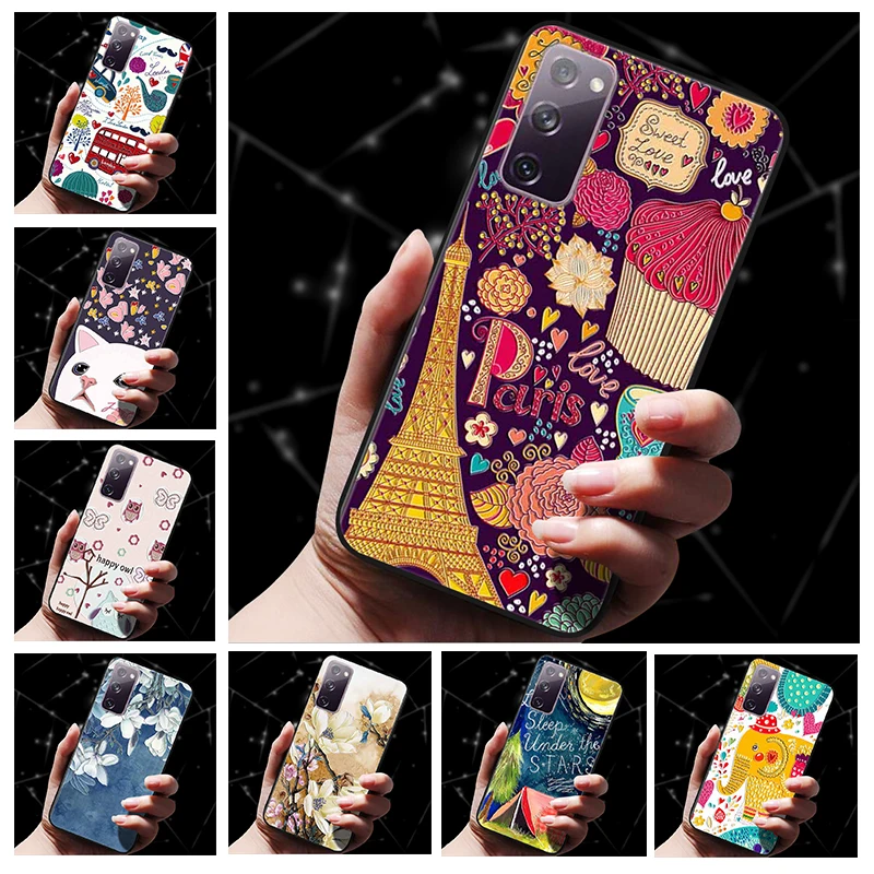 For Samsung Galaxy S20 Ultra Plus FE Case 3D Relief Emboss Soft Silicone Cover for Funda Lovely Cat Galaxy A54 A34 A55 5G A24 4G