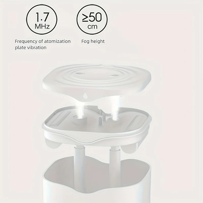 1 كتم 2000 مل مرطب USB بسعة كبيرة مع حجم ضباب نانو، رذاذ فردي/مزدوج لتنقية الهواء لسطح المكتب للعلاج بالروائح