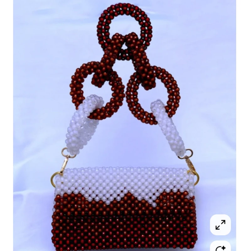 

High-end Texture Design Circular Wristband Women's Shoulder Bag Fashion Niche Gradient Color Bead Production Flip Cover Handbag